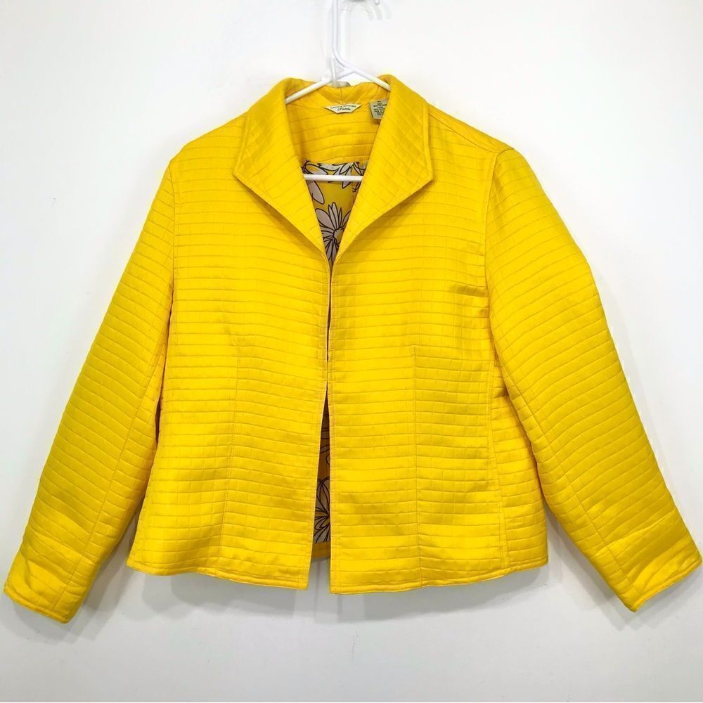Laura Ashley Sunshine Yellow Lightweight Quilted Floral Lined Blazer Jacket - Picture 2 of 13